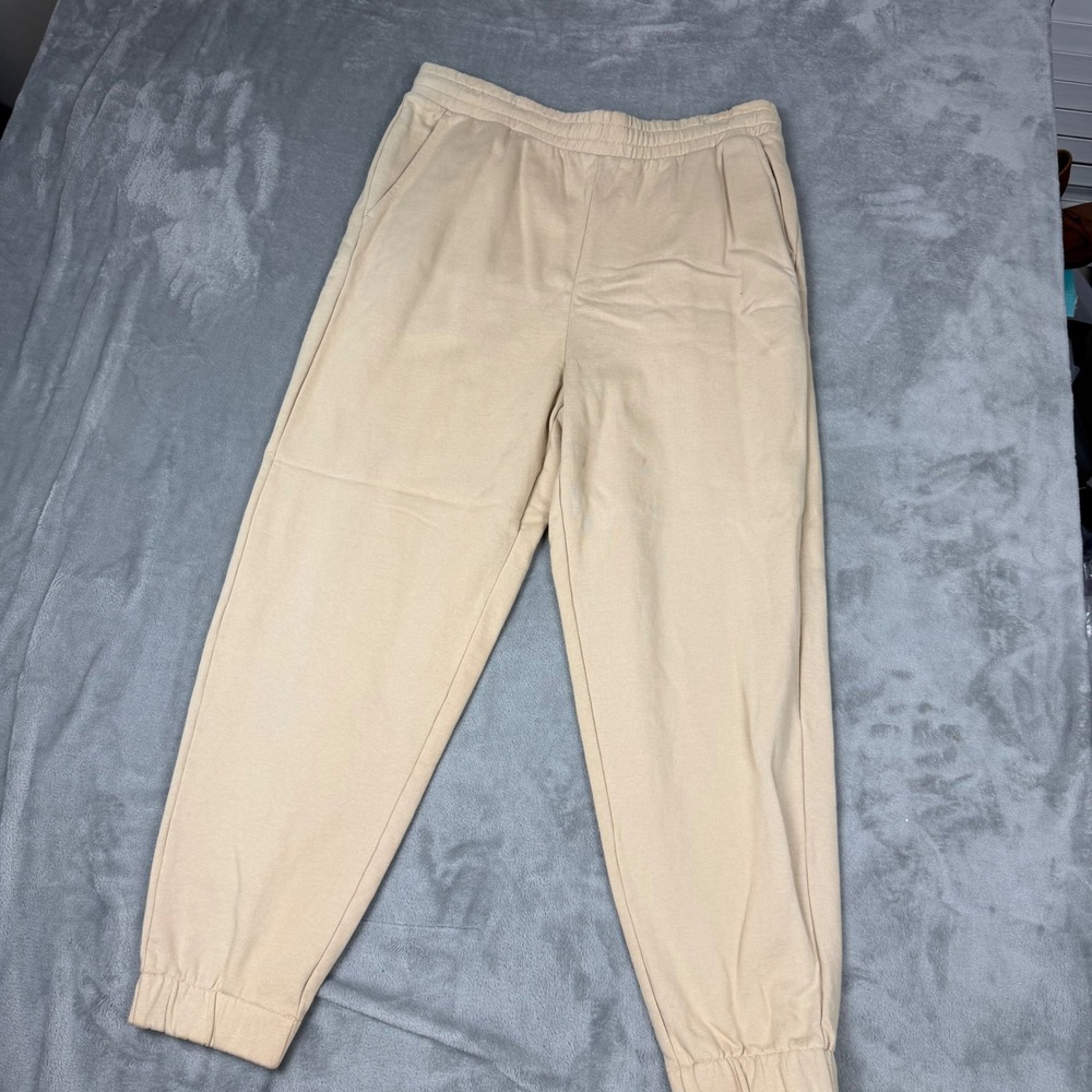 ASOS DESIGN Joggers Mens XL Beige Relaxed Fit Fleece Lined Elastic Waist Cuffs